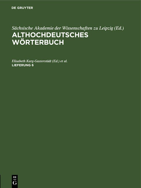 Book cover image for ALTHOCHDT. WB LFG 6 AHDWB ISBN: 9783112587096